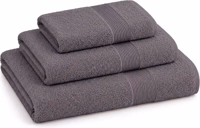 Set di 3 Asciugamani Saint Joy in Cotone Spugna, Kit Bagno Morbido e Assorbente, Colori Beige, Grigio, Verde o Blu, L/P/H: 90x140 cm, 60x100 cm, 40x60 cm