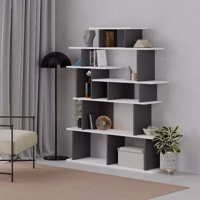 Libreria design Apollon Decortie moderno colore bianco antracite L: 120 cm, H: 149 cm