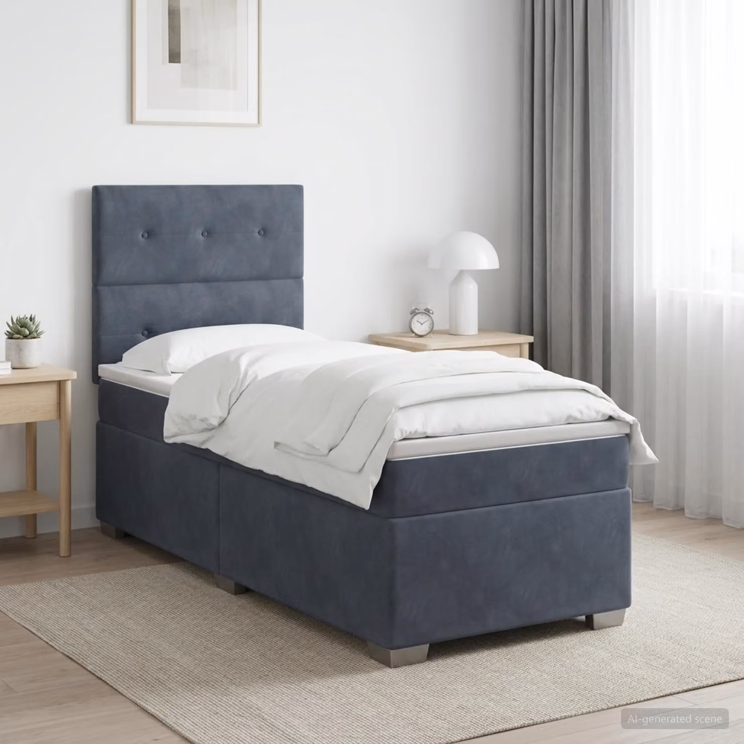 Maison Exclusive - Letto boxspring con materasso grigio scuro 100 x 200 cm velluto