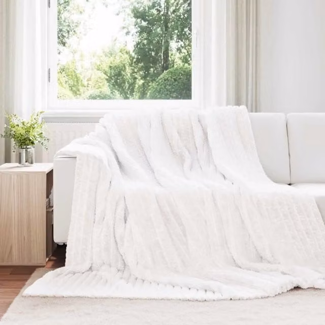Set di 6 coperte in pile vidaXL bianche L: 270 cm, P: 240 cm