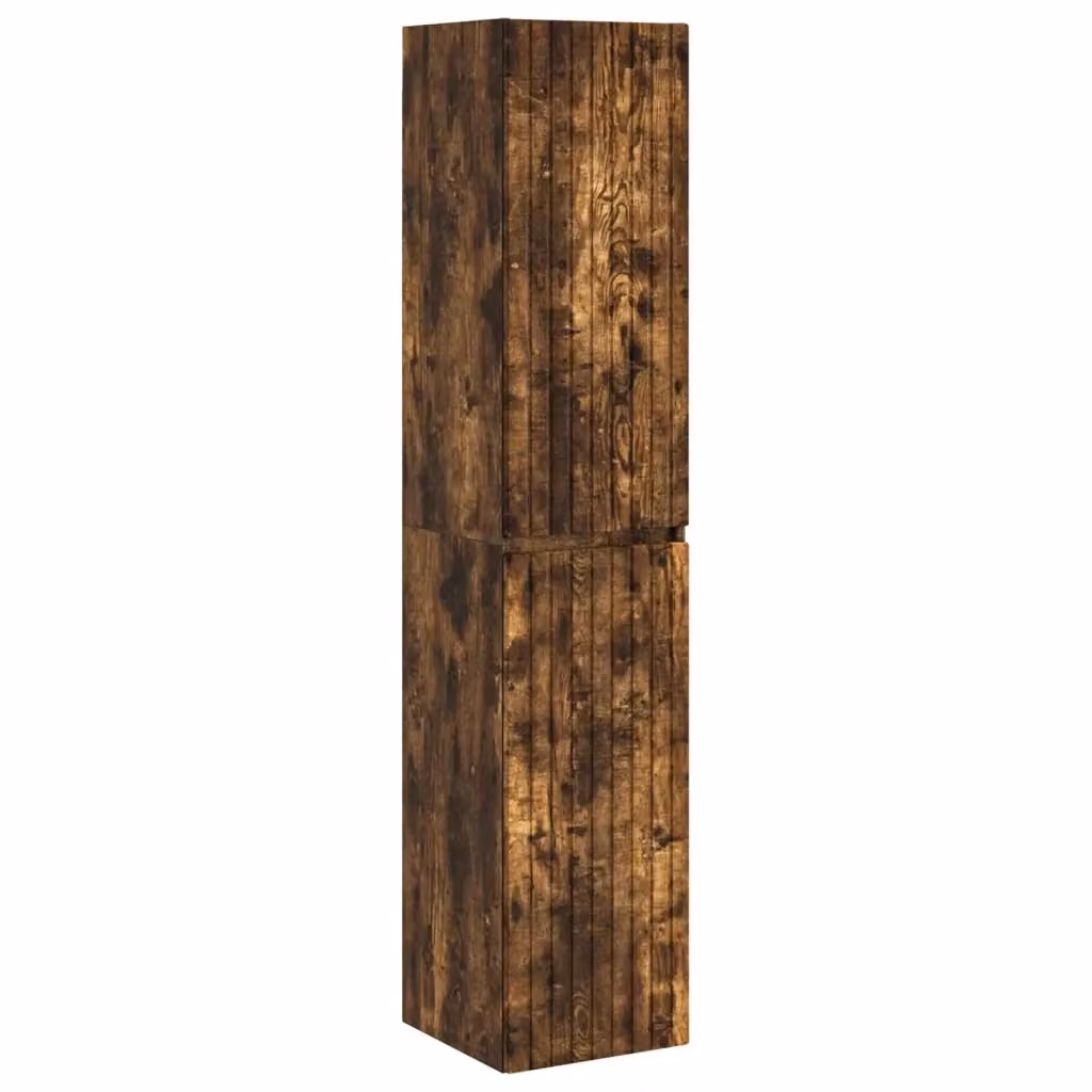 Armadio da bagno a muro DESIGN IN in legno e MDF colore Rovere Fumo con ante a battente e ripiani interni L/P/H: 33 x 34,5 x 160 cm – 2