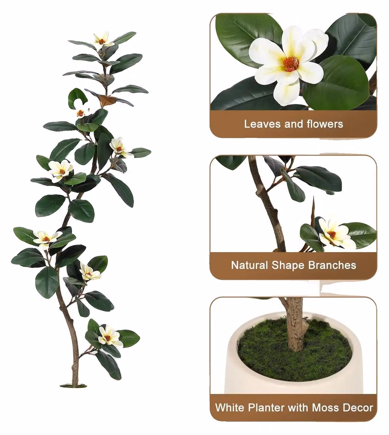 Albero artificiale, design realistico, decorazione che non richiede manutenzione, altezza 1,8 metri