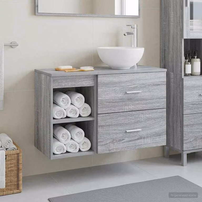 Set di mobili per il bagno moderno vidaXL composto da mobile lavabo e pensile a parete in colore grigio opaco