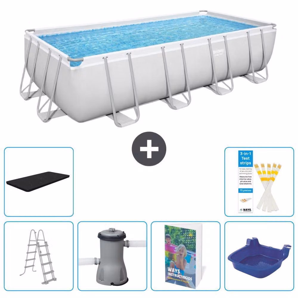 Bestway Power Steel, piscina rettangolare - 488x244x122 cm - composta da 5 parti, modello S662