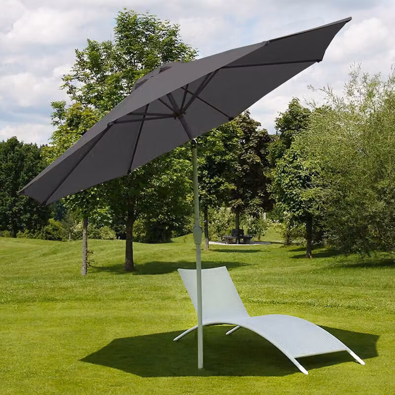 Ombrellone N18, ombrellone da giardino, Ø 2,7m inclinabile poliestere/alluminio 5kg ~ antracite