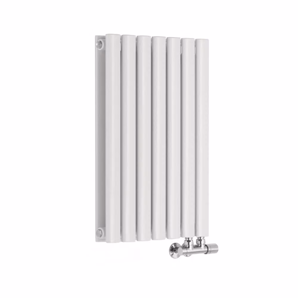 Radiatore Orizzontale Bianco di Design con Attacchi Centrali - 520W - 635 x 413mm - Revive Caldae