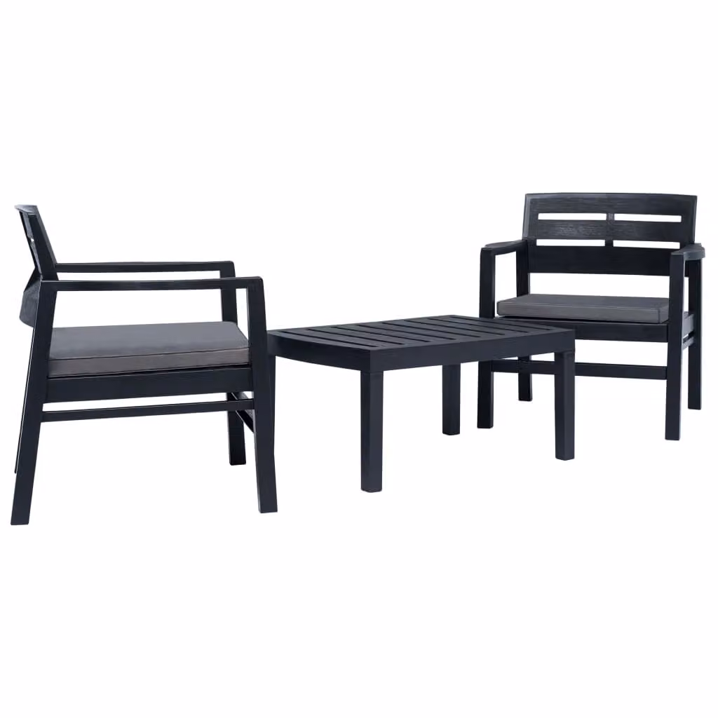 Maison Exclusive - Set da pranzo da giardino a 3 pezzi in plastica antracite