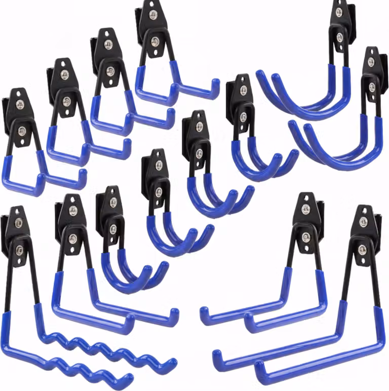 Set di 14 ganci portautensili BOTLE per sistema di valigie Qbrick per utensili "dritti e a forma di U" S, M, L grandi, acciaio con PVC, garage, officina, utensili elettrici, ganci doppi, portata fino a 30 kg