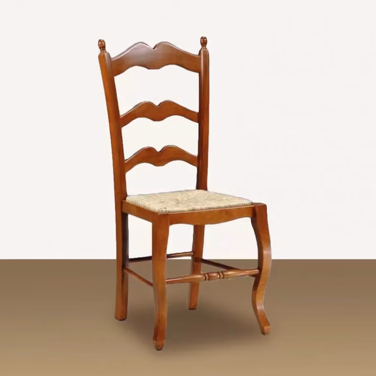 Sedia country in legno massello e paglia multicolore Mobili 2G L: 43 cm, P: 50 cm, H: 102 cm