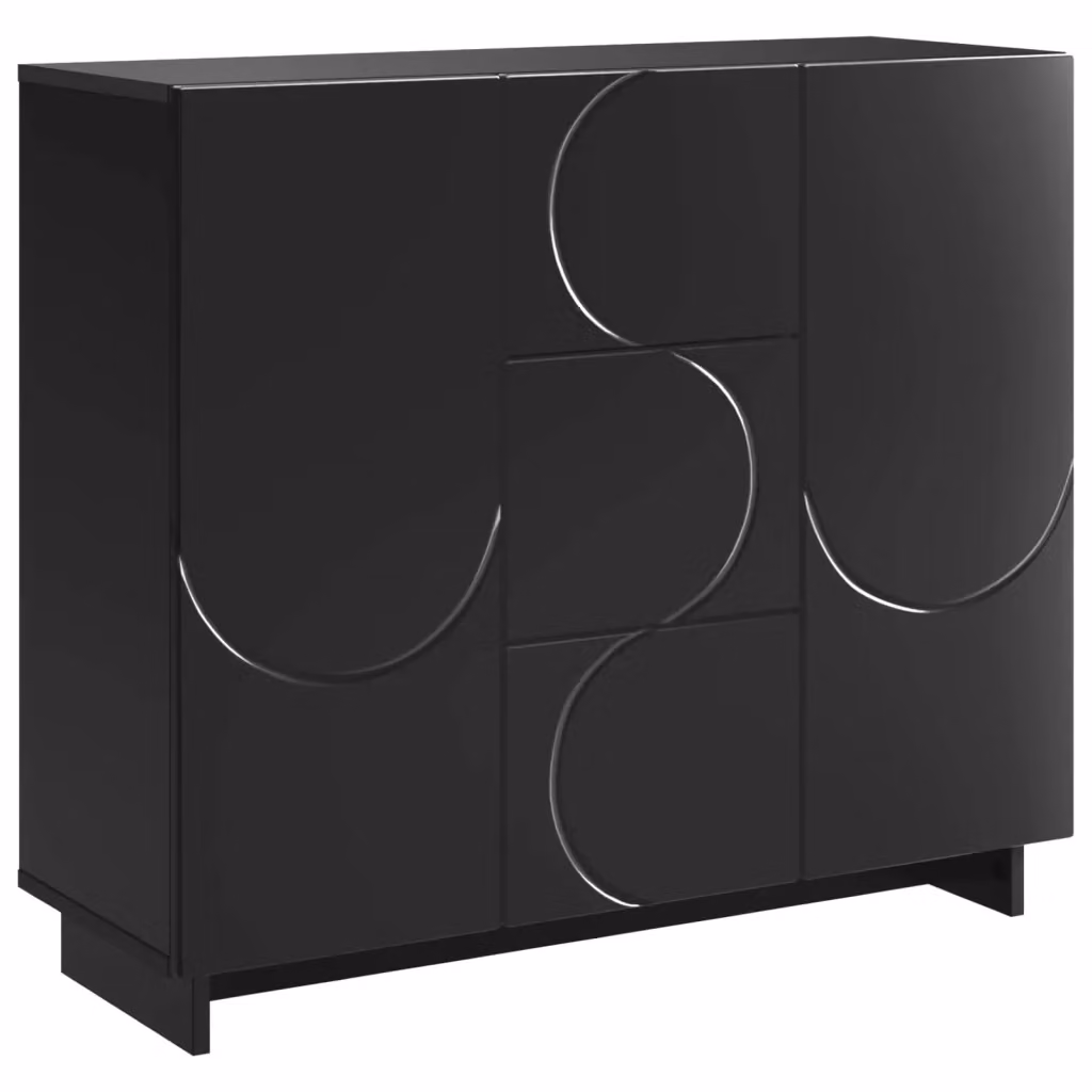 Credenza moderna vidaXL in legno MDF nero L: 85,5 cm, P: 31 cm, H: 75 cm – 2