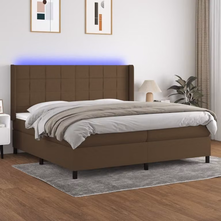 Maison Exclusive - Letto a Molle Materasso e LED Marronescuro 200x200cm in Tessuto