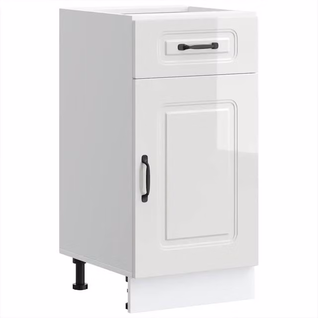 Mobile da cucina moderno HELLOSHOP26 in legno composito bianco lucido con ante a battente L/P/H: 40 x 46 x 81,5 cm