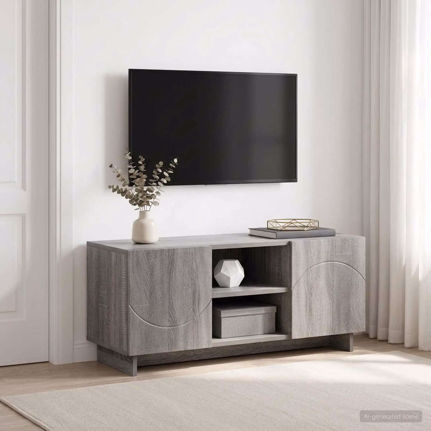 vidaXL Supporto TV moderno in legno e MDF grigio L: 90 cm, P: 34.5 cm, H: 40 cm