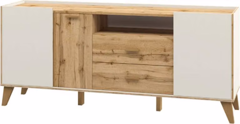 Credenza cassettiera Skandi 174cm rovere bianco wotan