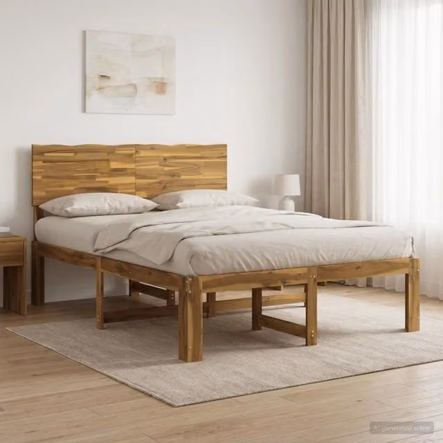 Letto matrimoniale con testiera ROSTOCK Sbiancato 120 x 190 cm 903319