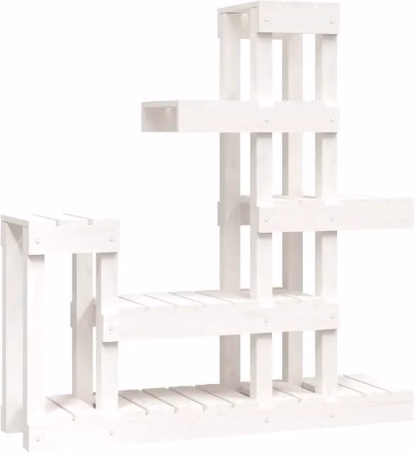 Supporto per piante in legno di pino bianco HELLOSHOP26 per casa e giardino, colore bianco, L 92 cm x P 25 cm x H 97 cm