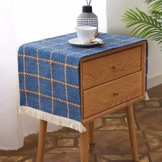 Piccola tovaglia blu, 40x90 cm, per comodino, TV, elettrodomestici