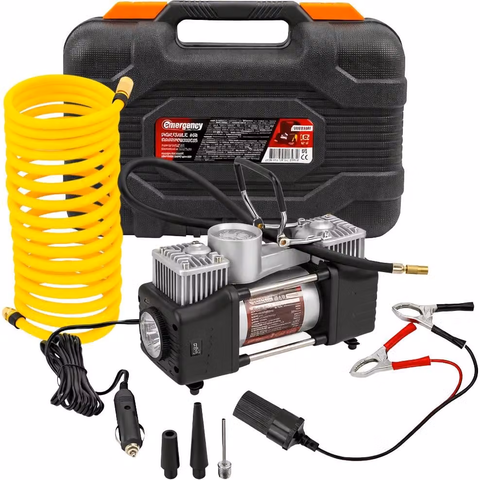 FORSAGE | Compressore per auto a doppio pistone, 12 V, con punte