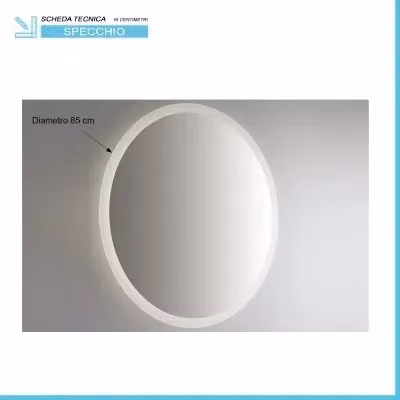 Specchio tondo da parete INBAGNO con retroilluminazione LED e telaio nero, Diametro: 85 cm – 2