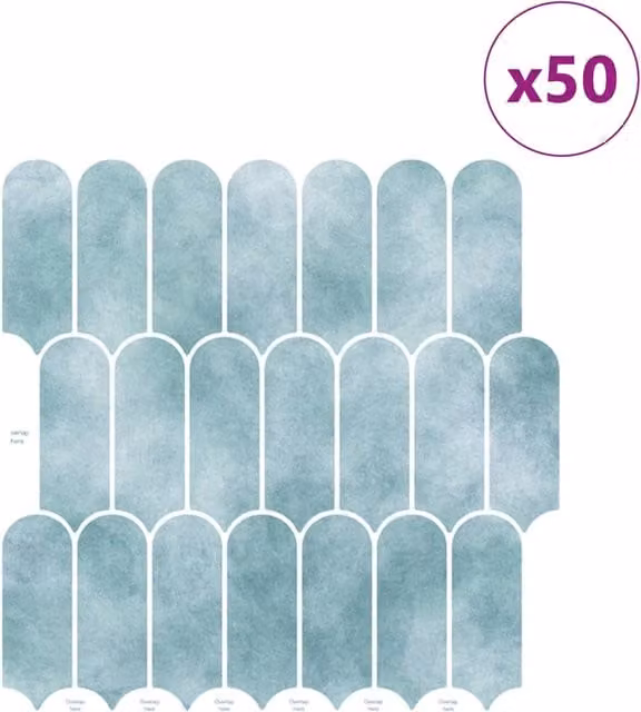 Set di 50 piastrelle Piuma colore verde turchese in PVC e plastica, dimensioni 30 x 30 cm, modello CFW5774722
