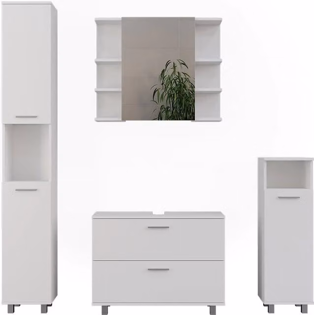 Set di mobili da bagno Ilias Bianco 4 pezzi Vicco