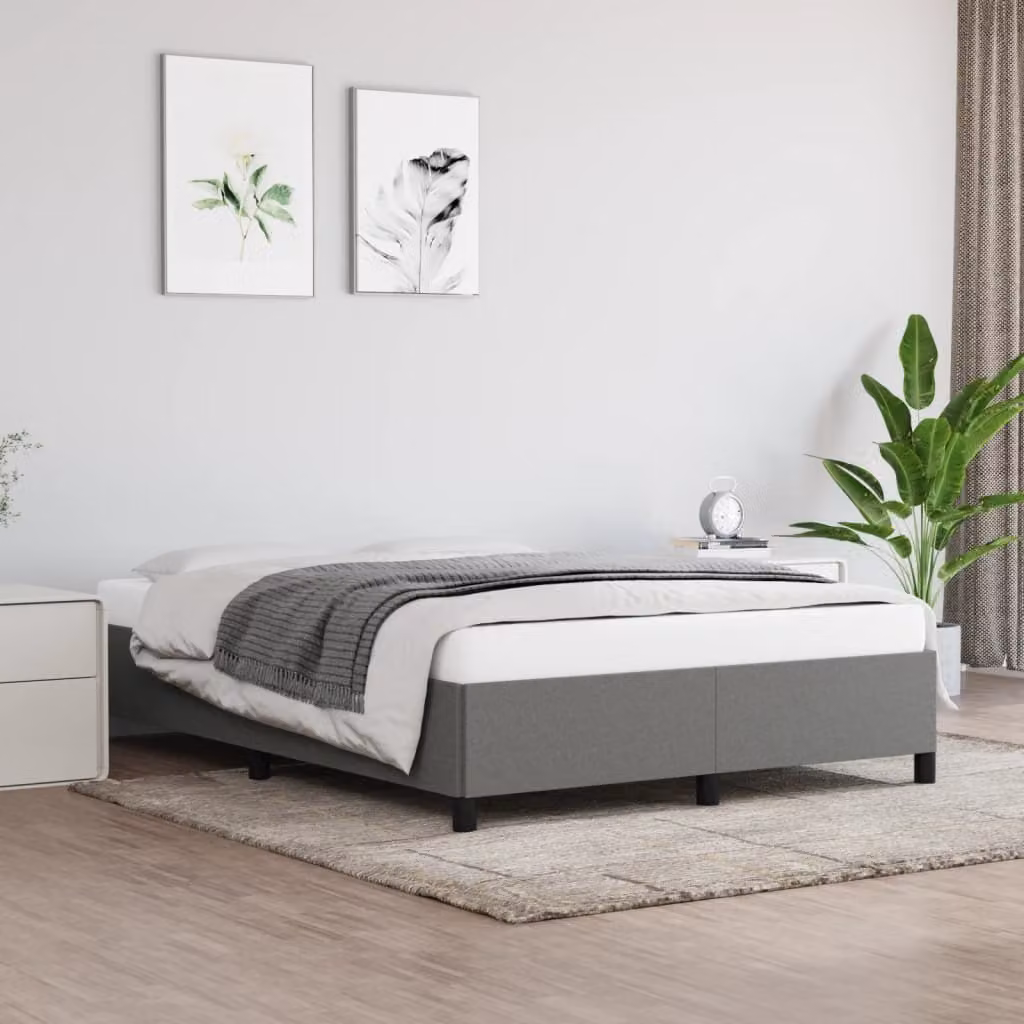 The Living Store Struttura letto grigio scuro 140x190 cm in tessuto