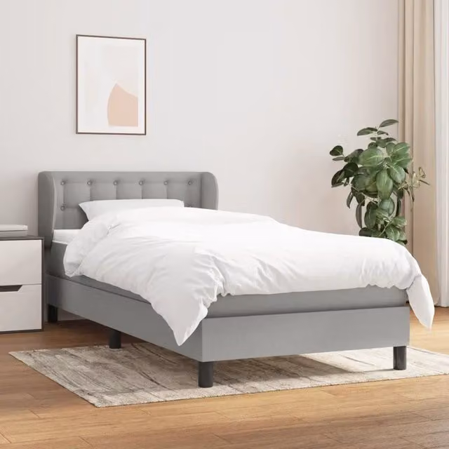 Letto Ibrido con Materasso a Molle vidaXL, Grigio e Bianco, L/P/H: 90 x 190 x 30 cm
