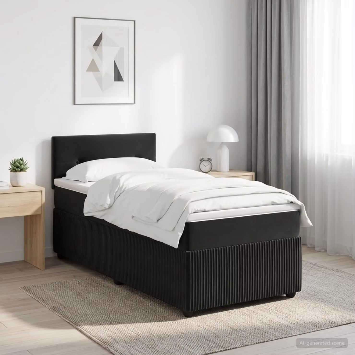 Maison Exclusive - Letto boxspring con materasso nero 90 x 200 cm velluto