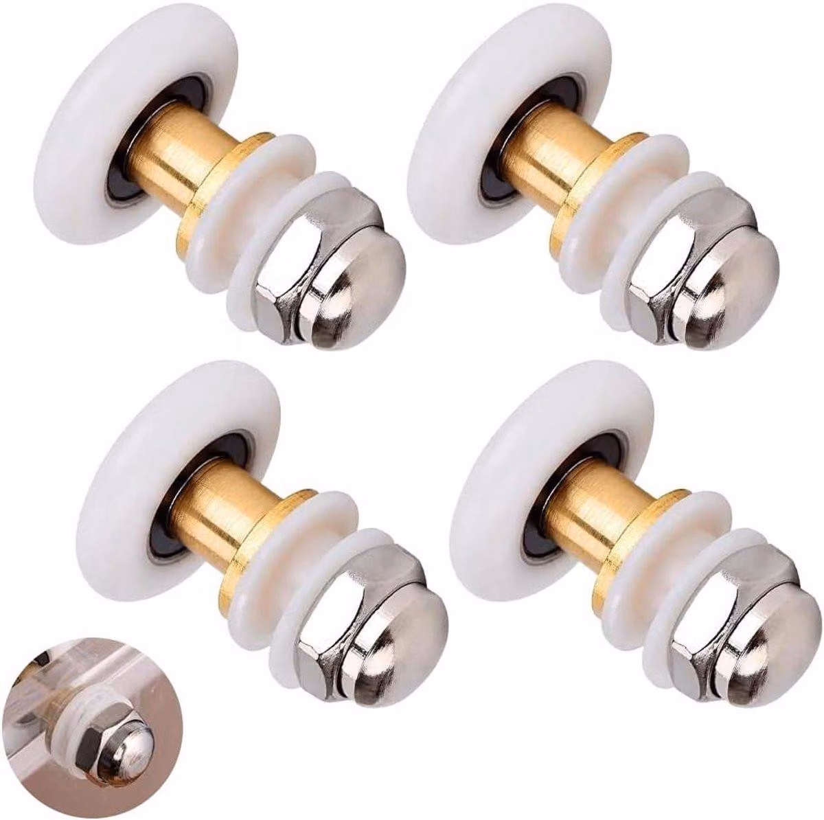 Ruote di ricambio per porte scorrevoli, dischi per rotelle da 20 mm, set di 4 pezzi. Accessori per rotelle per porte di cabine doccia, porte scorrevoli in vetro per doccia