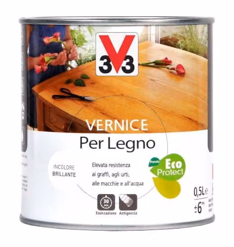 V33 Vernice per Legno Incolore Brillante 0,5L