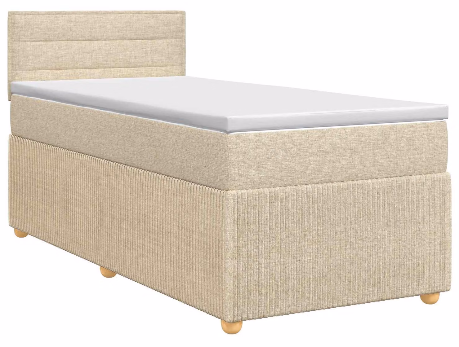 vidaXL Letto a molle insacchettate con materasso e testata crema 90 x 200 cm in tessuto
