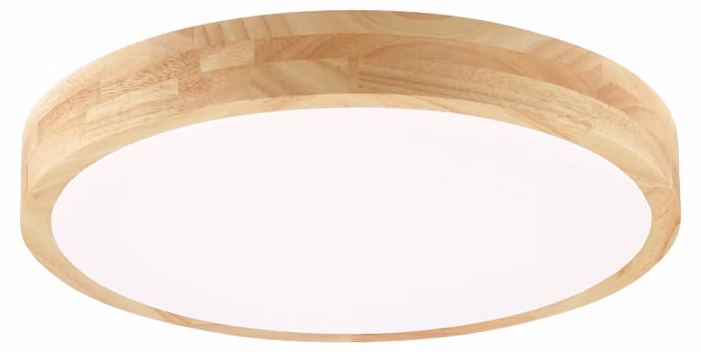 Plafoniera LED brillante Moreen Ø 34 x 6,8 cm legno bianco caldo-bianco freddo