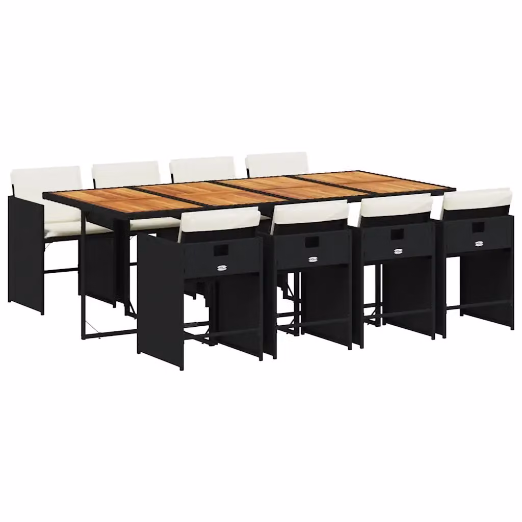 vidaXL Set da Pranzo da Giardino 9 pz in Polyrattan e Legno di Acacia Nero – 2