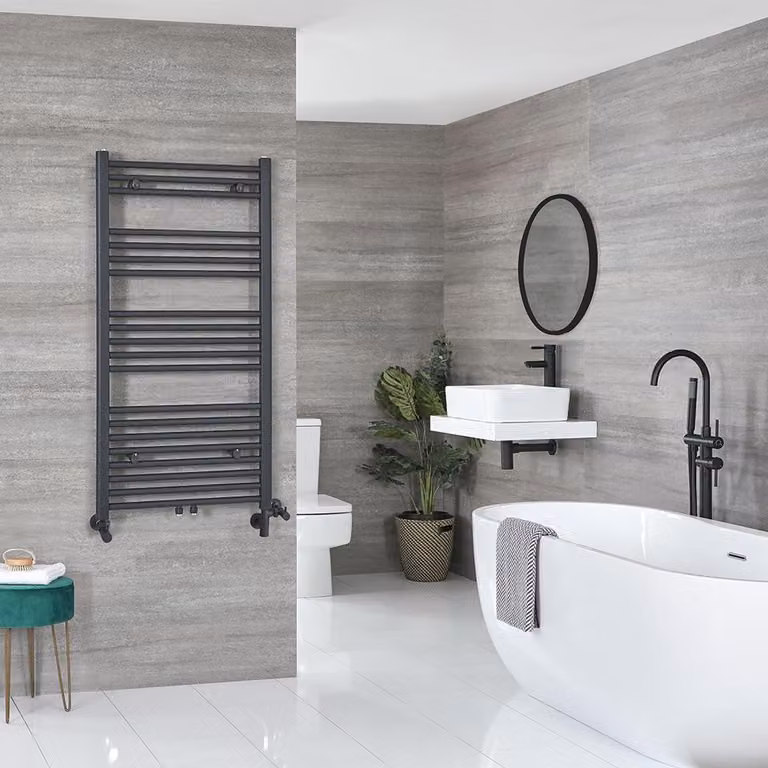 Scaldasalviette Misto Piatto - Termoarredo Bagno Antracite - 1188 x 500mm - 500W - Neva