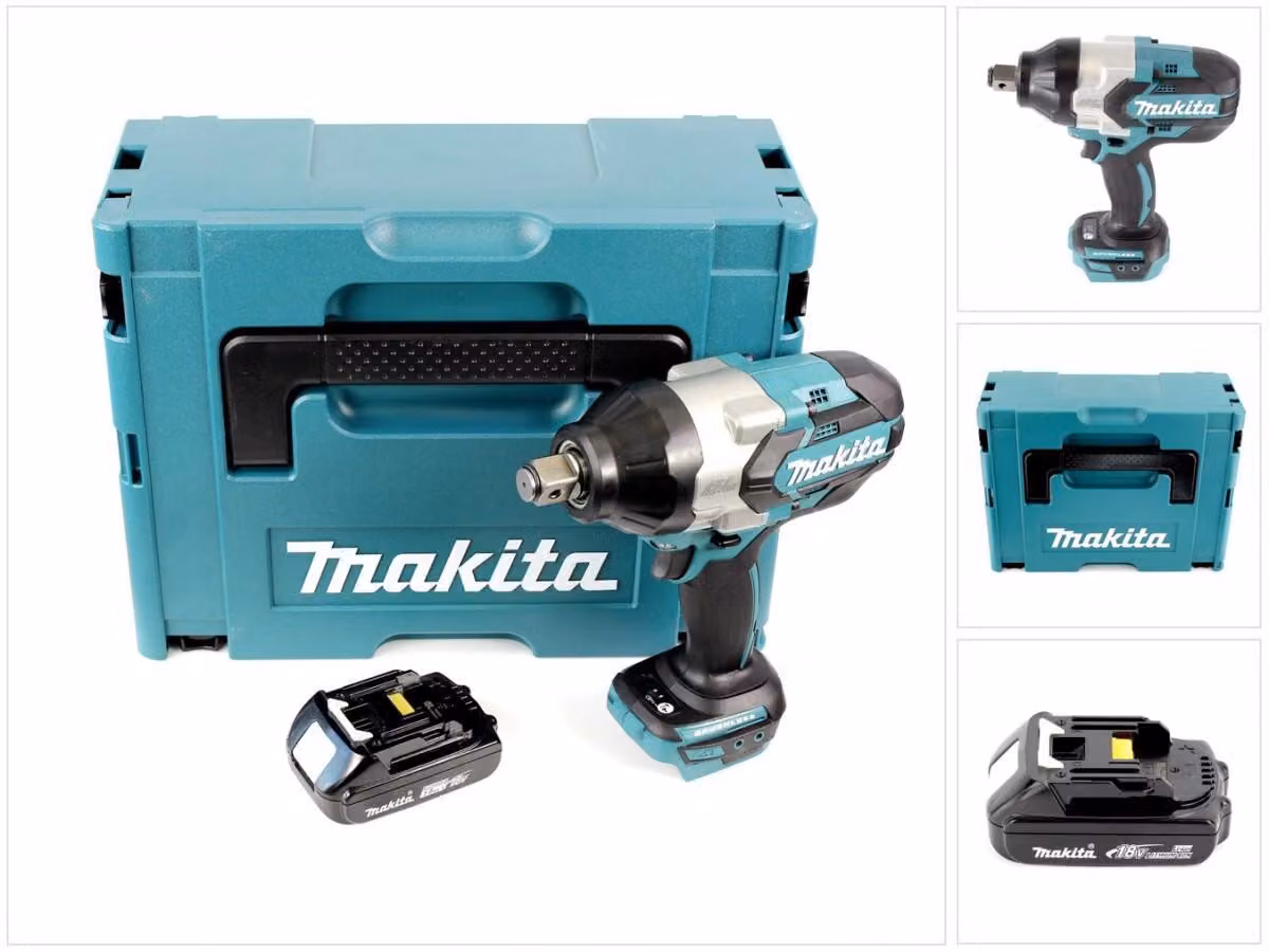 Makita DTW 1001 Y1J 18V Trapano avvitatore ad impulsi a batteria in Makpac + 1x Batteria 1,5 Ah