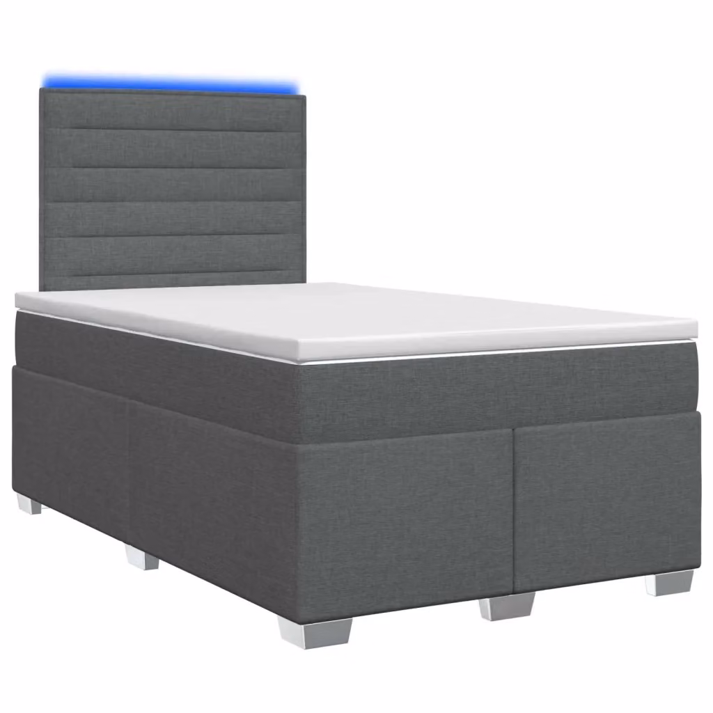 Letto box spring con materasso vidaXL in tessuto grigio con base contenitore e porta USB L/P: 120 x 200 cm – 2