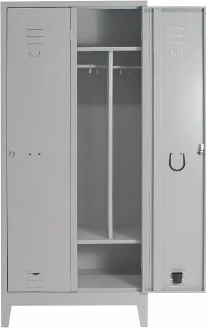 Armadietto spogliatoio Castellani Shop con tramezza sporco/pulito e 2 ante, grigio, L: 97 cm, P: 50 cm, H: 180 cm