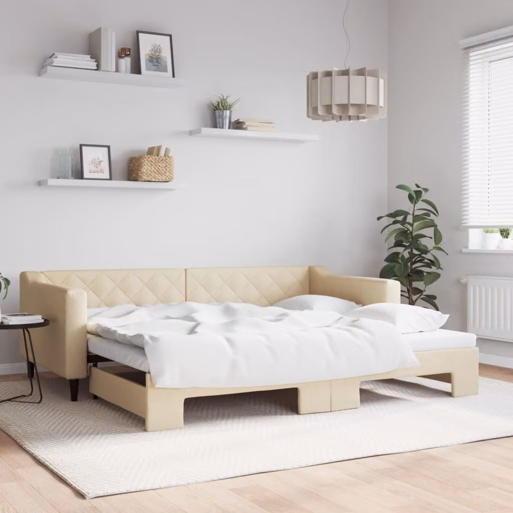 Maison Exclusive - Divano letto estraibile color crema 90x200 cm in tessuto