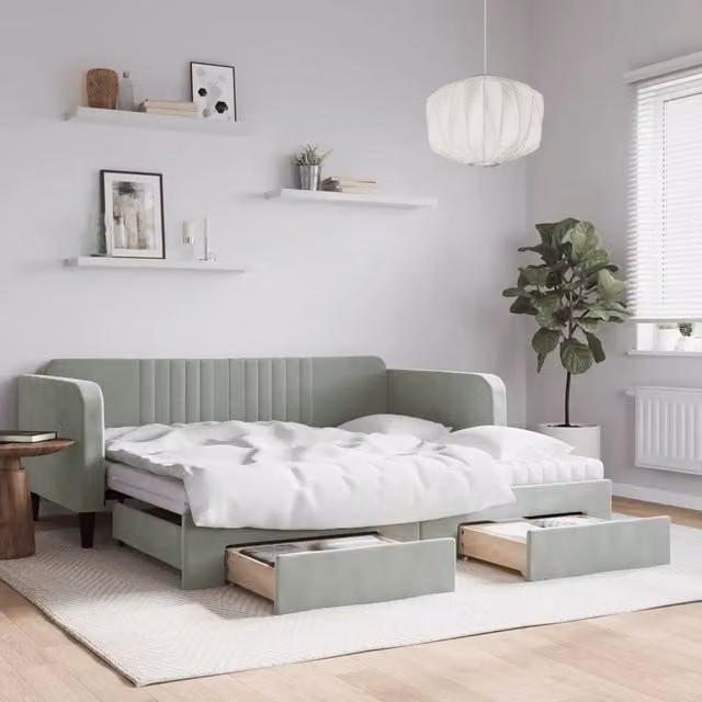 Divano Letto Moderno vidaXL Grigio con Struttura Imbottita in Legno e Metallo – 1