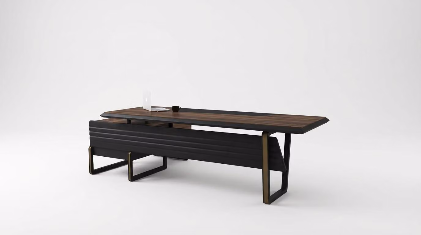 Scrivania da ufficio di design set di mobili moderni in legno e metallo