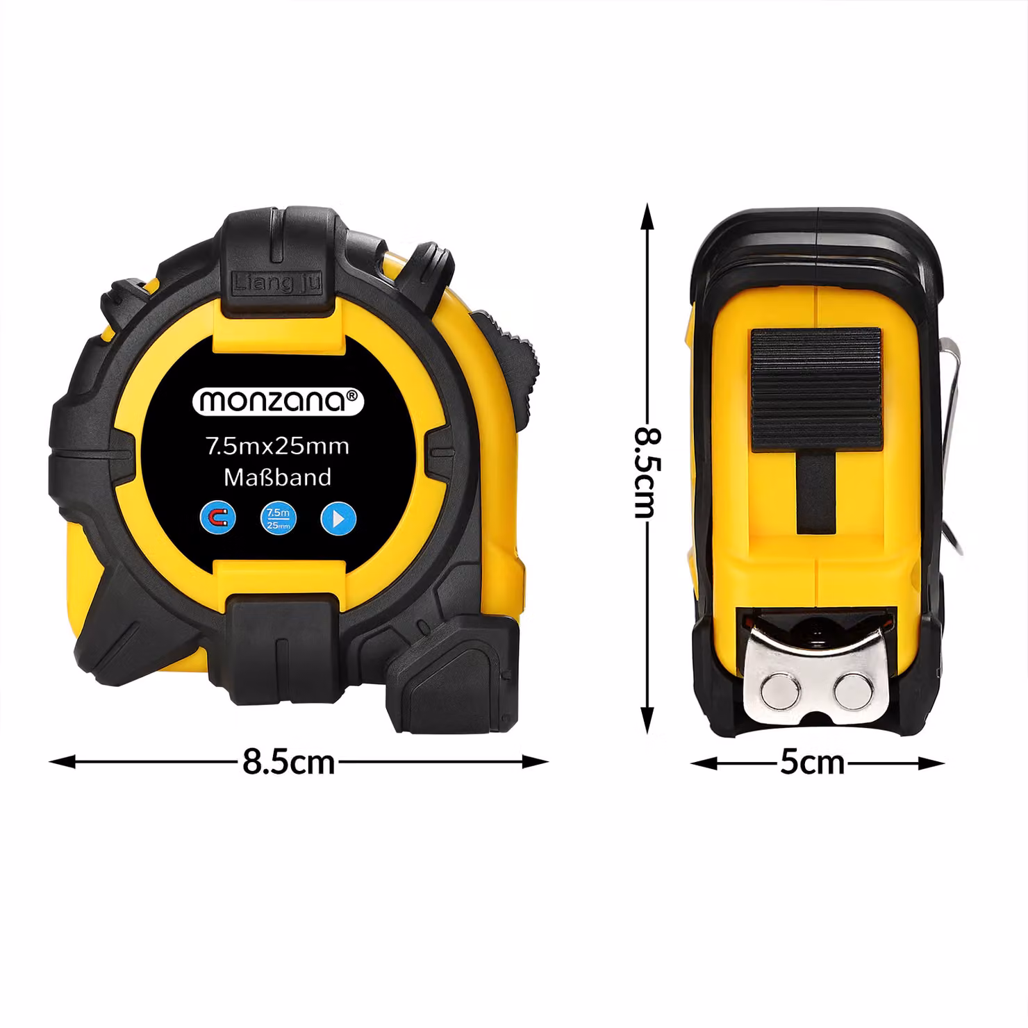 Metro a nastro Monzana in acciaio inossidabile, colore giallo e multicolore, L: 10 m, L: 25 mm – 3