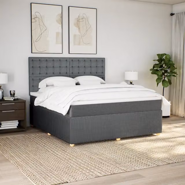 Giroletto a Molle con Materasso Grigio Scuro 180x200 cm Tessuto 3294450