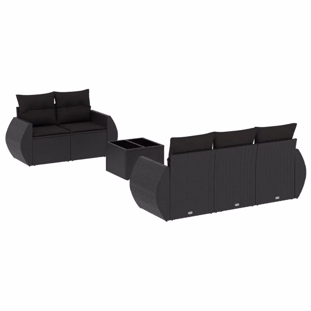 vidaXL Set Divano da Giardino a L 6 pz con Cuscini Nero in Polyrattan e Struttura in Acciaio Verniciato a Polvere – 2