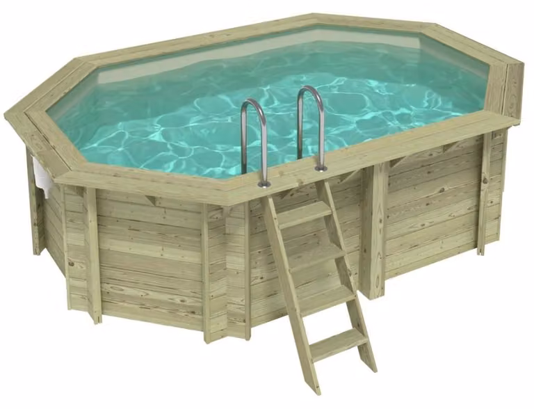 Piscina in legno NEMO 4.3 x 3 - H.1.18 m, sabbia, con supporti da cementare