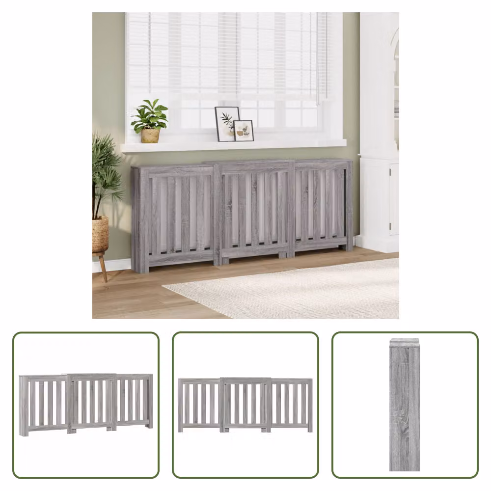 The Living Store Rivestimento per radiatori Grigio Sonoma 205x21,5x83,5 cm