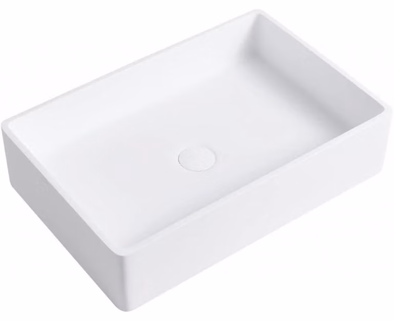 CERANO - Lavabo in marmo colato Lacerta - da appoggio - bianco opaco - 60x40 cm