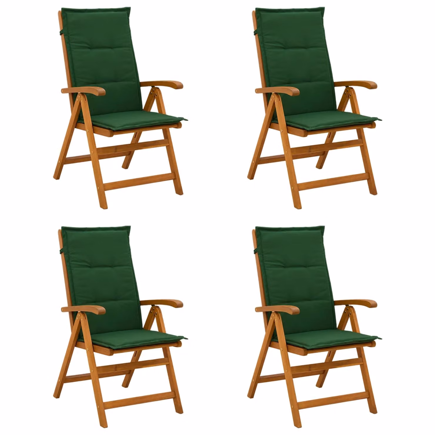 Set di 4 sedie da giardino reclinabili vidaXL in legno di acacia naturale con cuscini inclusi