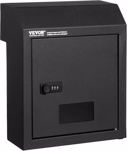 VEVOR Cassetta Postale e per la Consegna delle Chiavi in Acciaio con Serratura a Combinazione, Nero, L 30,5 cm x P 36,0 cm x H 15,5 cm