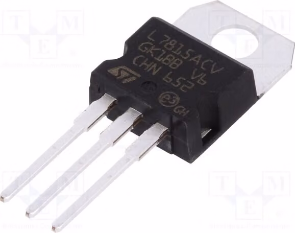 3x IC: Stabilizzatore di tensione 1,5A 15V, regolato (no), per montaggio su foro passante (THT), modello L7815ACV, non regolato