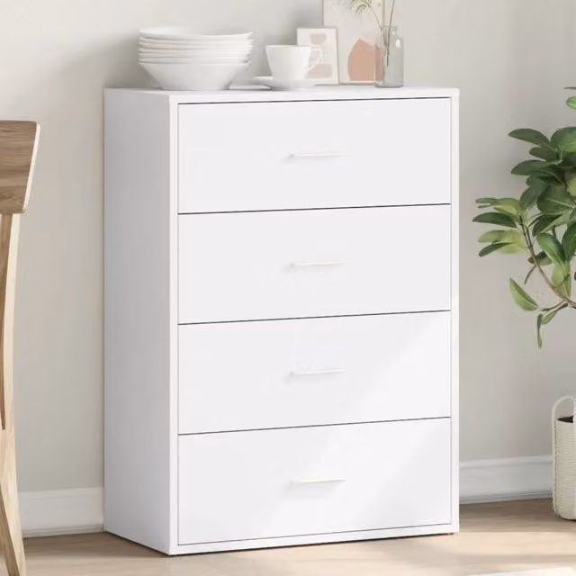 Credenza-Buffet-Armadio da cucina Bianca 60x31x84 cm in Legno Multistrato